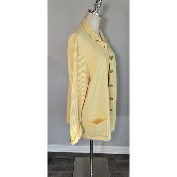 Women’s XL 42 BODE Yellow Knitted Cardigan Vintage Gold Metal Buttons 80s 90s - Picture 12 of 16